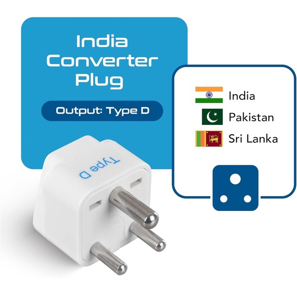 Type D Ceptics India Travel Plug Adapter for Pakistan Nepal Bangladesh - 3 Pack - Picture 2 of 11